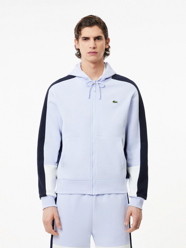 Sweatshirt zippé tricolore bleu homme - Lacoste