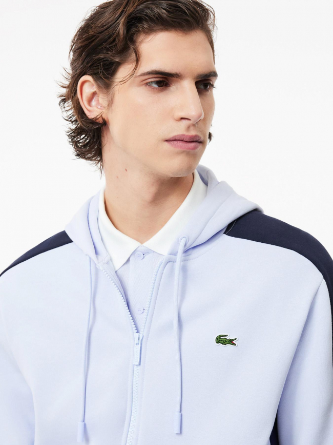 Sweatshirt zippé tricolore bleu homme - Lacoste