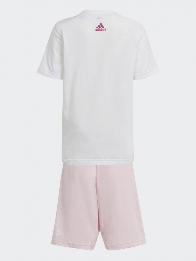 Ensemble short t-shirt logo blanc rose fille - Adidas