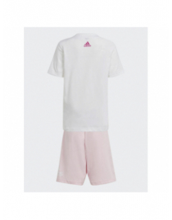 Ensemble short t-shirt logo blanc rose fille - Adidas