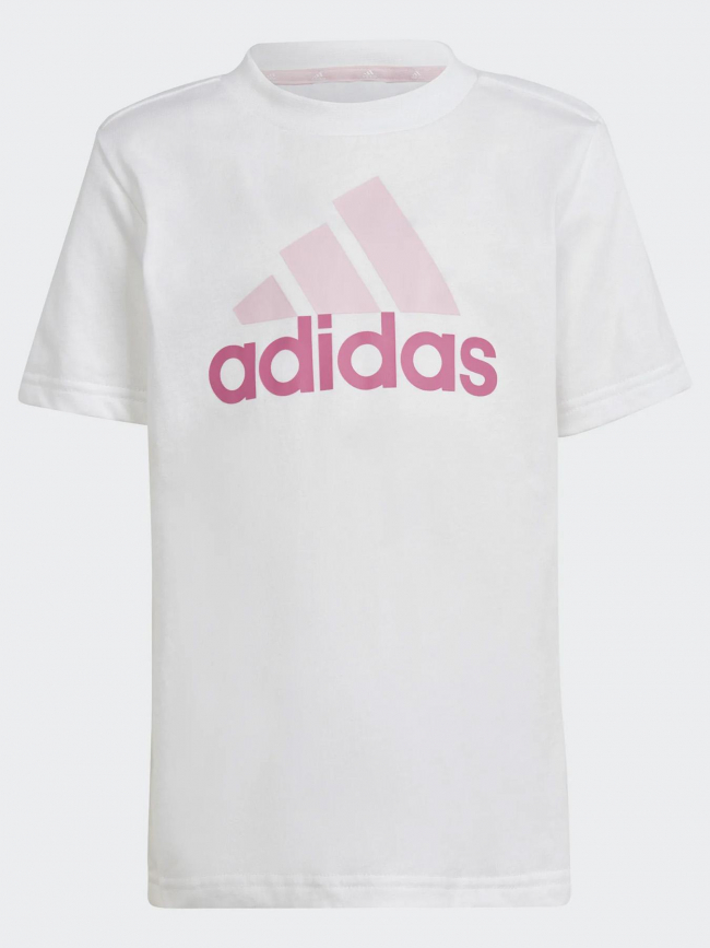 Ensemble short t-shirt logo blanc rose fille - Adidas