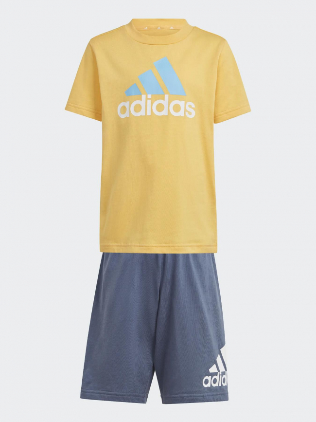 Ensemble t-shirt bermuda big logo jaune bleu enfant - Adidas