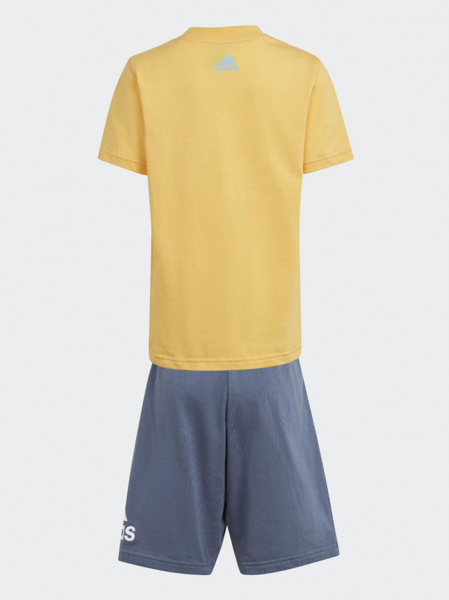 Ensemble t-shirt bermuda big logo jaune bleu enfant - Adidas