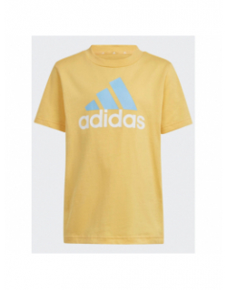 Ensemble t-shirt bermuda big logo jaune bleu enfant - Adidas