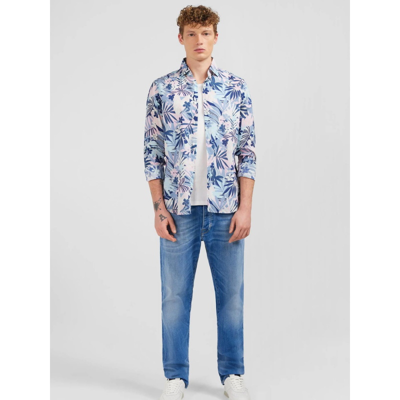 Chemise slim muss imprimé floral bleu homme - Eden Park