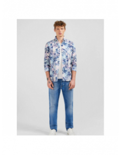 Chemise slim muss imprimé floral bleu homme - Eden Park