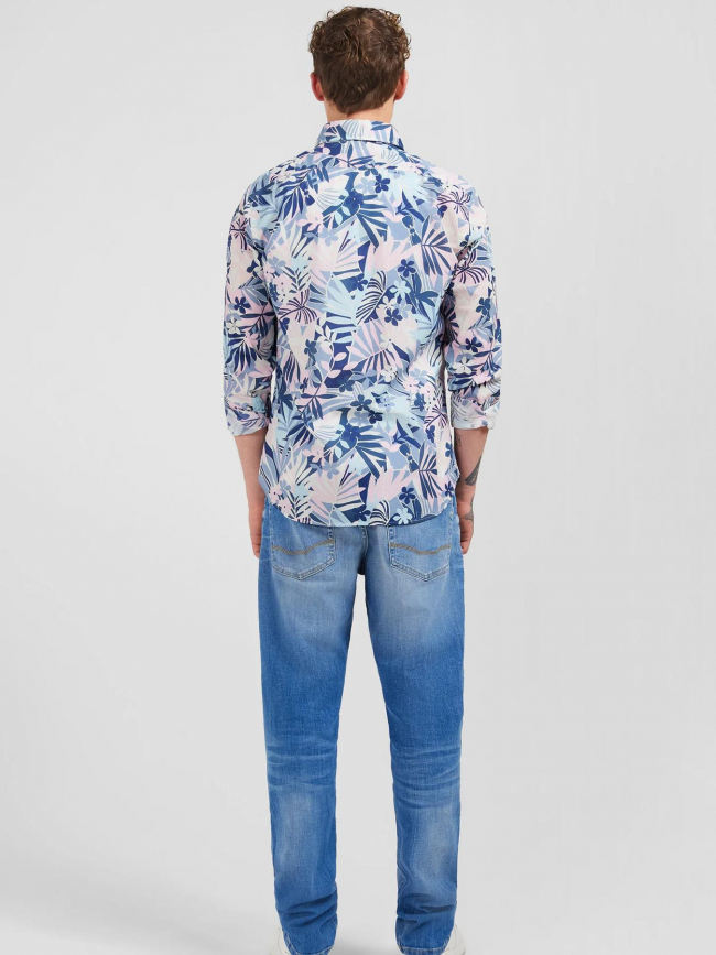 Chemise slim muss imprimé floral bleu homme - Eden Park