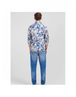 Chemise slim muss imprimé floral bleu homme - Eden Park