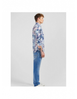 Chemise slim muss imprimé floral bleu homme - Eden Park