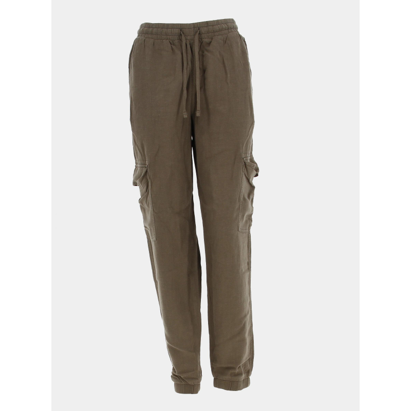 Pantalon cargo en lin maya kaki femme - Teddy Smith