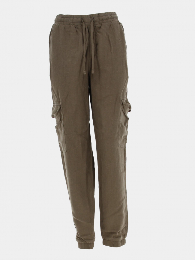 Pantalon cargo en lin maya kaki femme - Teddy Smith