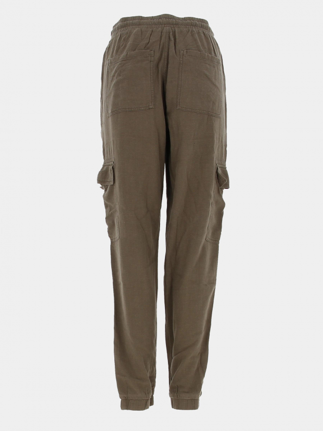 Pantalon cargo en lin maya kaki femme - Teddy Smith