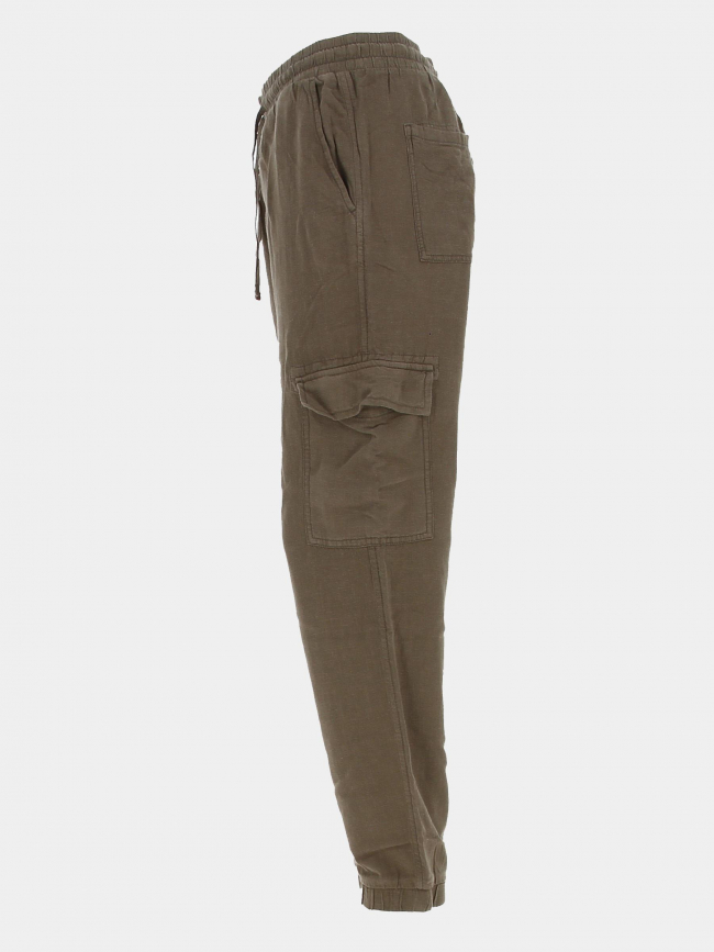 Pantalon cargo en lin maya kaki femme - Teddy Smith