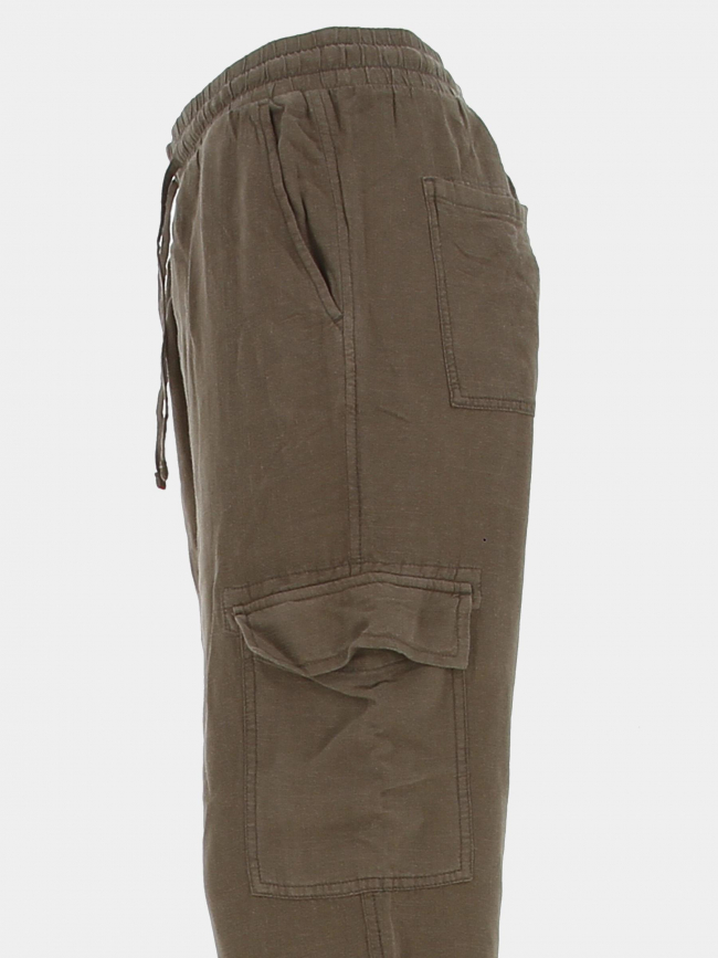 Pantalon cargo en lin maya kaki femme - Teddy Smith