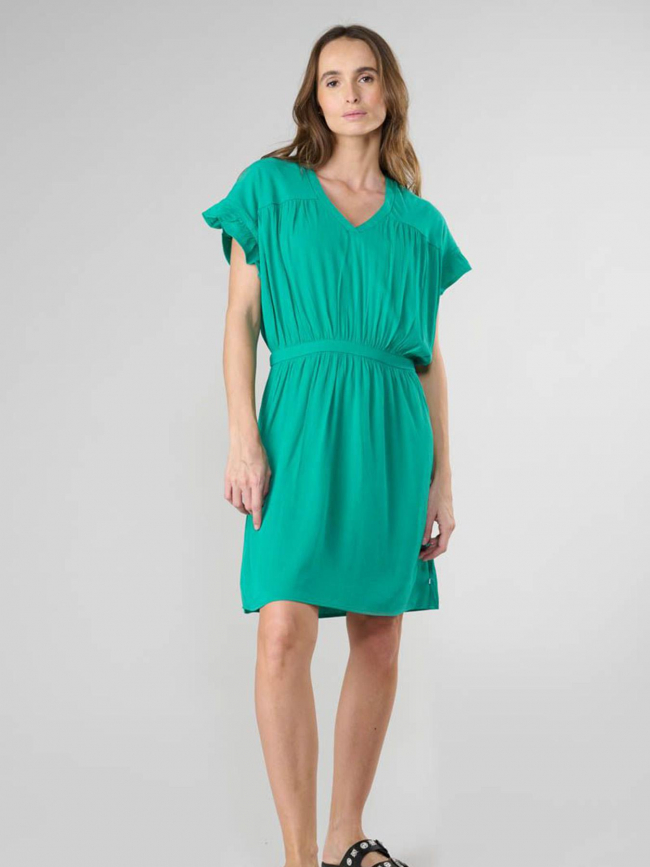 Robe col v joliboi vert femme - Le Temps Des Cerises