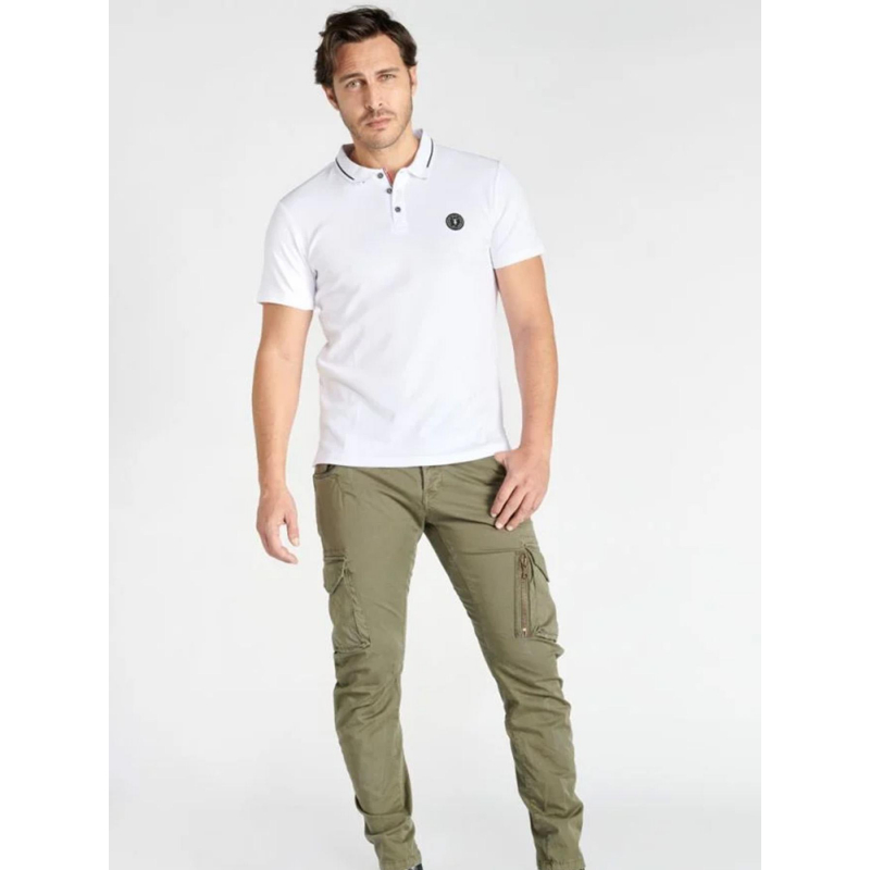 Polo uni logo aron blanc homme - Le Temps Des Cerises