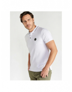 Polo uni logo aron blanc homme - Le Temps Des Cerises