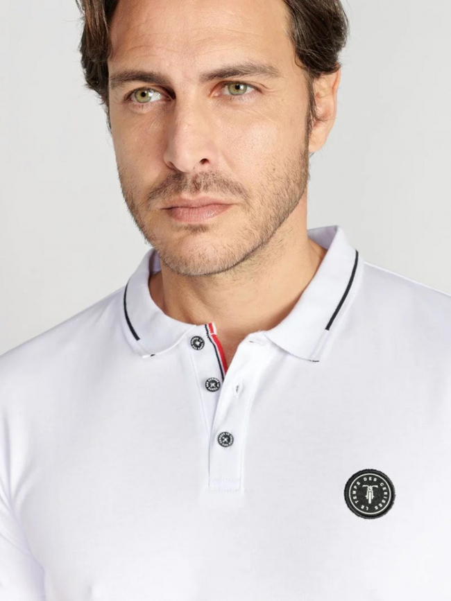 Polo uni logo aron blanc homme - Le Temps Des Cerises