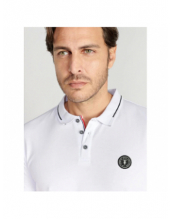 Polo uni logo aron blanc homme - Le Temps Des Cerises