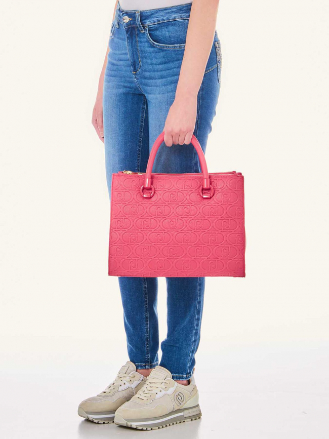 Sac à main ecs satchel double zip rose femme - Lui Jo