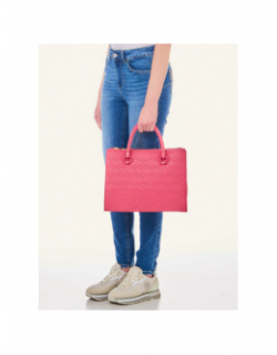 Sac à main ecs satchel double zip rose femme - Lui Jo