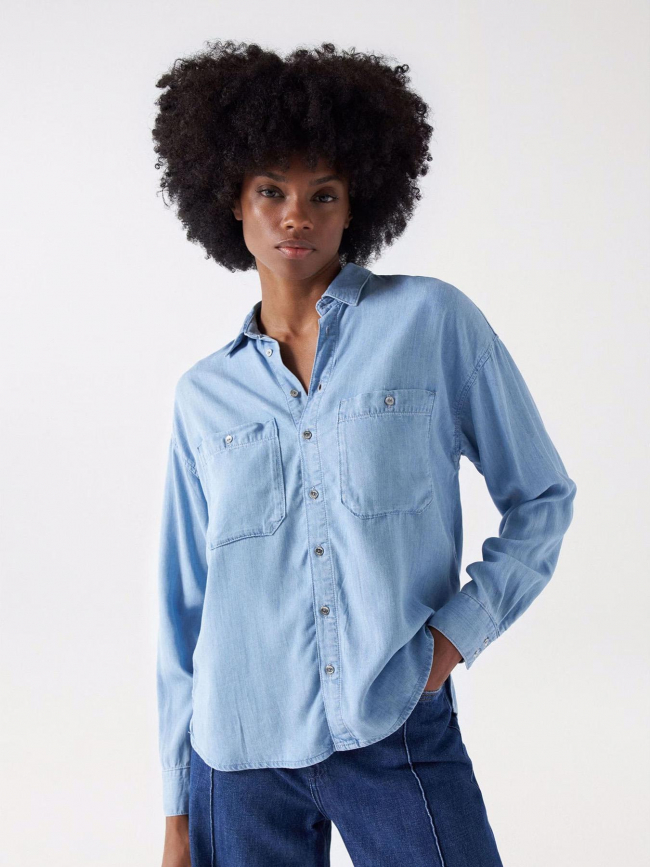 Chemise denim in lightweight bleu femme - Salsa