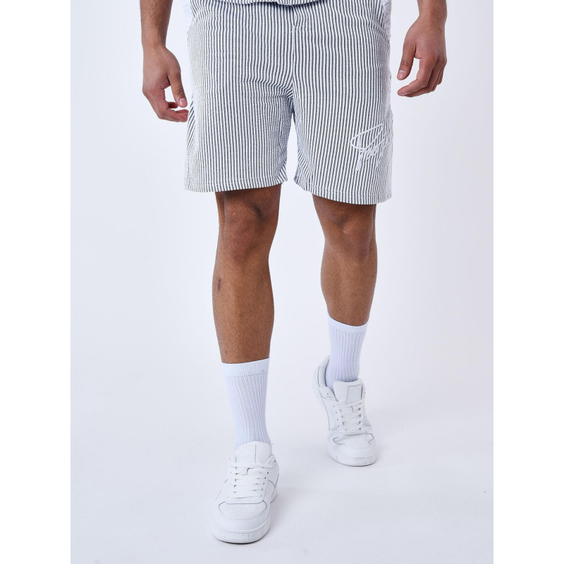 Short jogging rayé gris blanc homme - Project X Paris