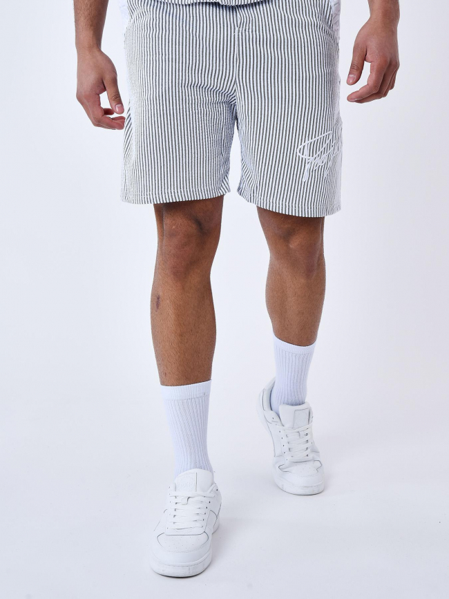 Short jogging rayé gris blanc homme - Project X Paris