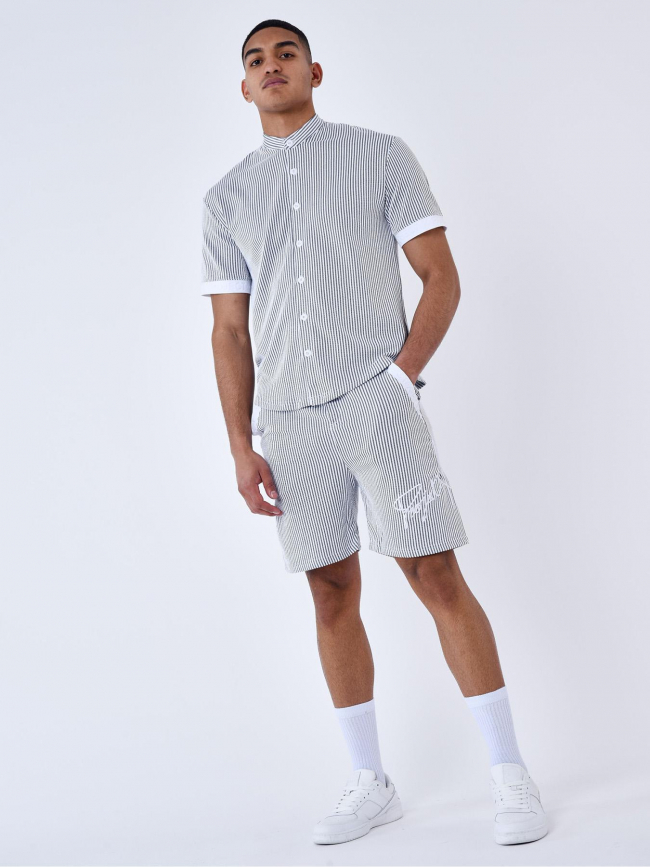 Short jogging rayé gris blanc homme - Project X Paris