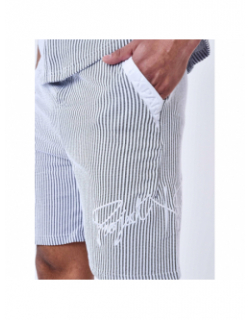 Short jogging rayé gris blanc homme - Project X Paris