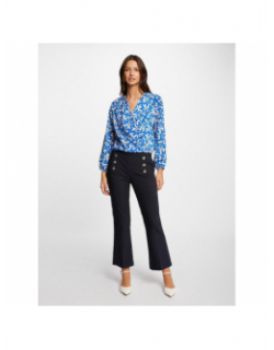 Pantalon droit taca bleu marine femme - Morgan