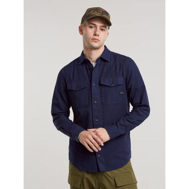 Chemise slim shirt bleu marine homme - G Star