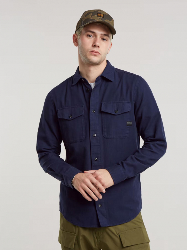 Chemise slim shirt bleu marine homme - G Star