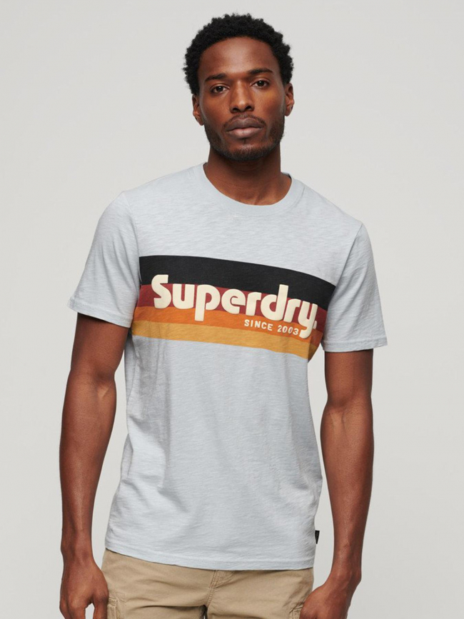 T-shirt classique rayure logo cali homme - Superdry