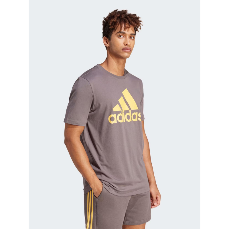 T-shirt logo gris jaune homme - Adidas