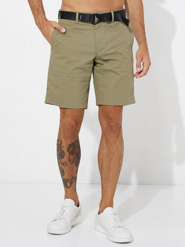 Short avec ceinture modern twill kaki homme - Calvin Klein