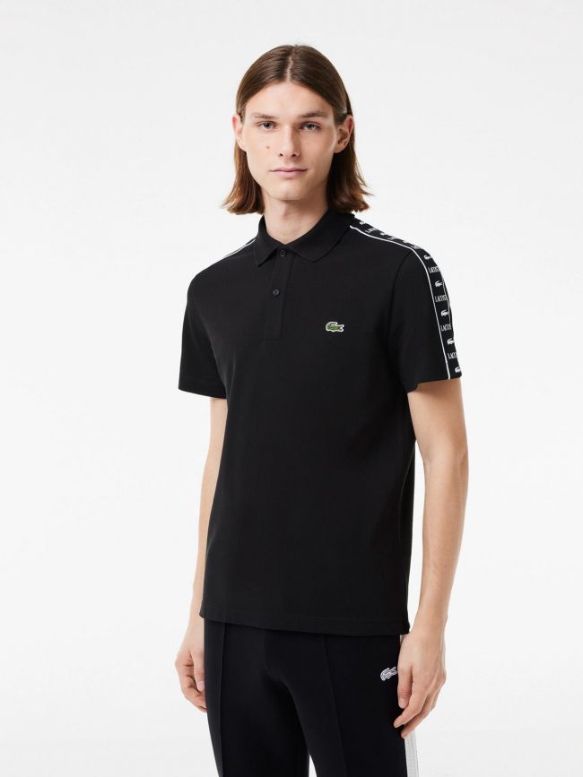 Polo bandes logo noir homme - Lacoste