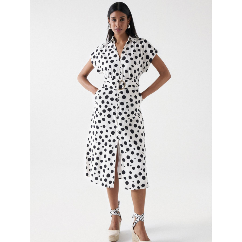 Robe à pois polka blanc noir femme - Salsa