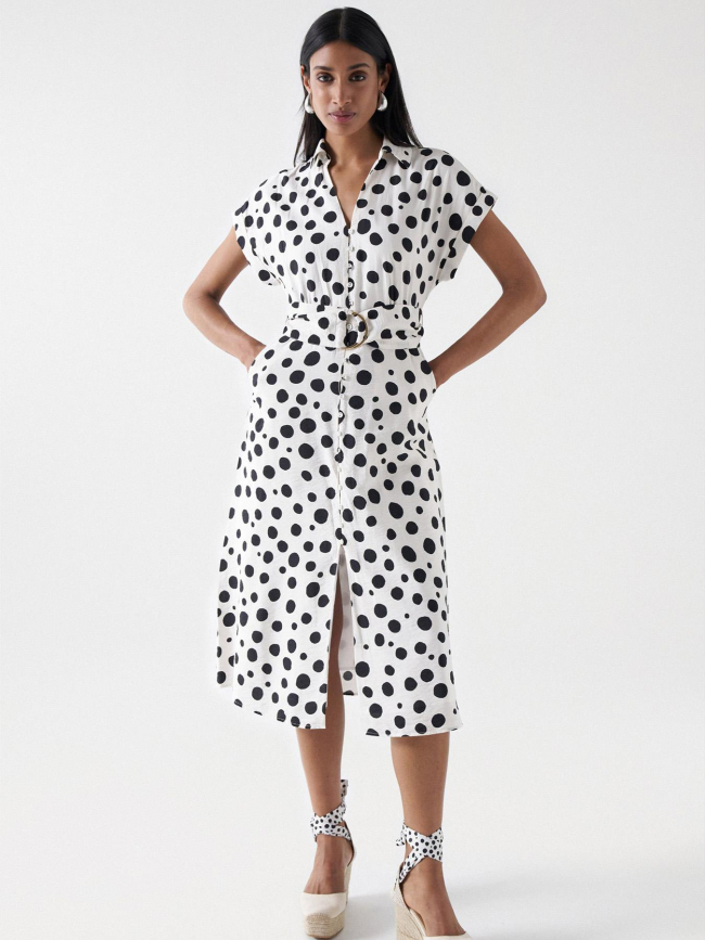 Robe à pois polka blanc noir femme - Salsa