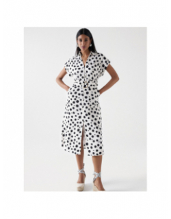 Robe à pois polka blanc noir femme - Salsa