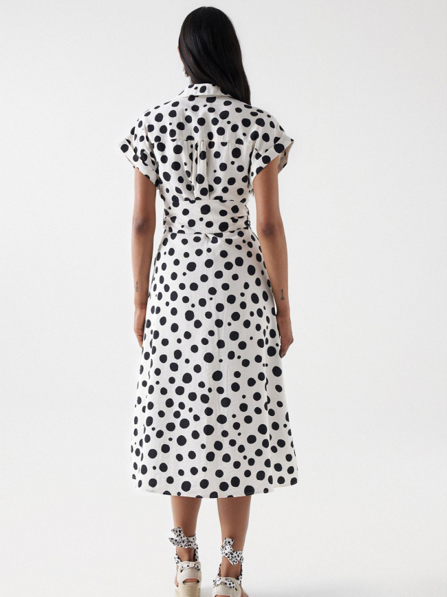 Robe à pois polka blanc noir femme - Salsa