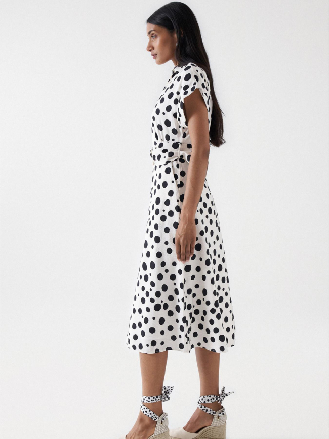 Robe à pois polka blanc noir femme - Salsa