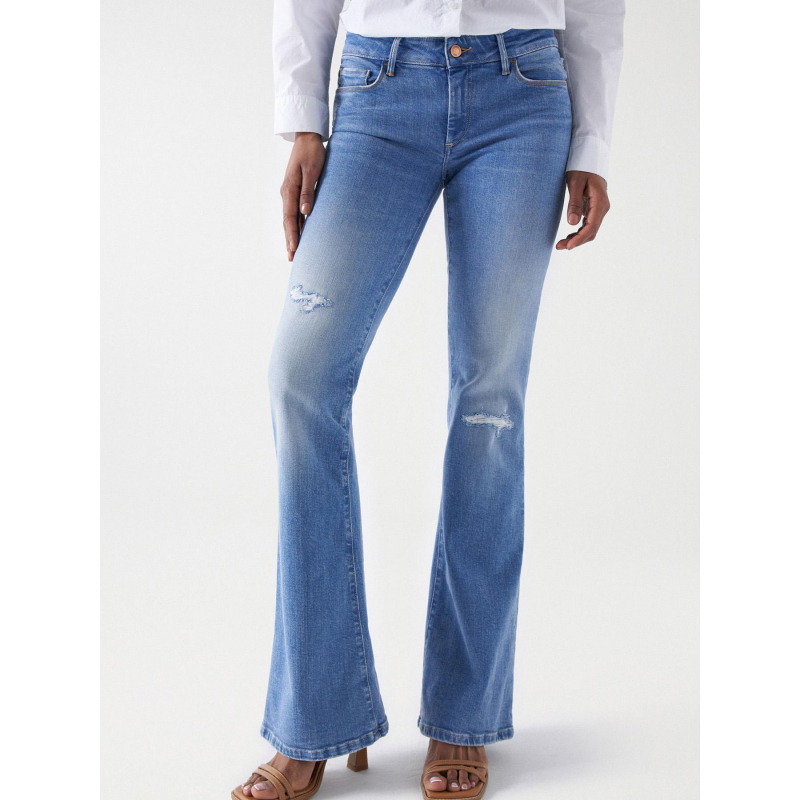 Jean flare wonder destroy bleu femme - Salsa