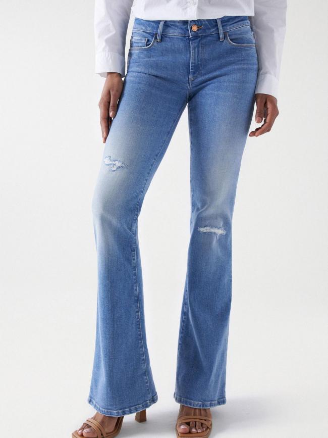 Jean flare wonder destroy bleu femme - Salsa