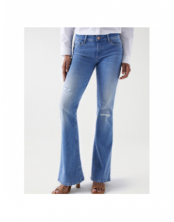 Jean flare wonder destroy bleu femme - Salsa