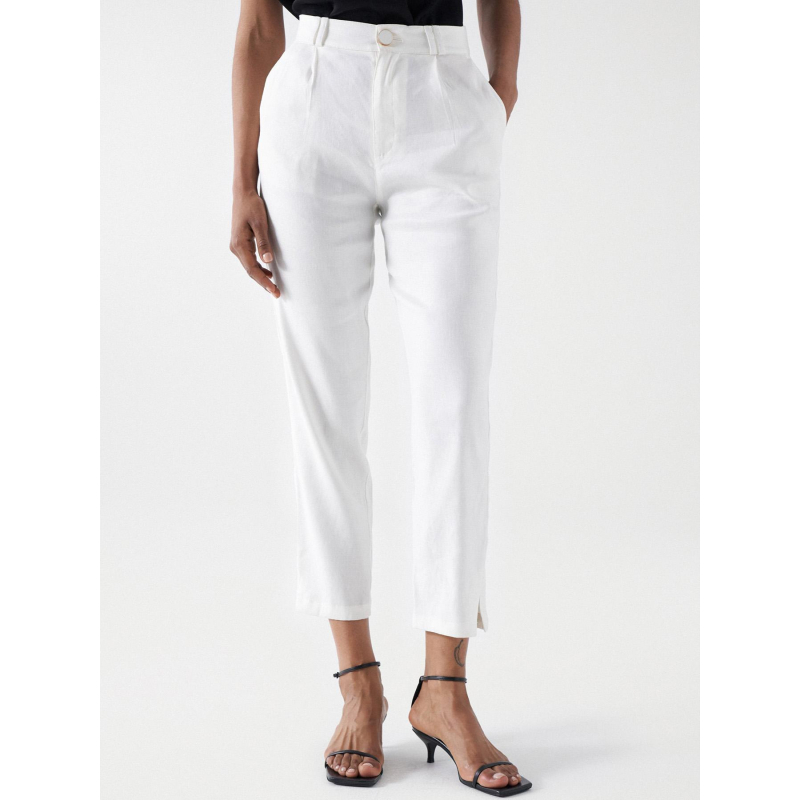 Pantalon fluide en lin blanc femme - Salsa