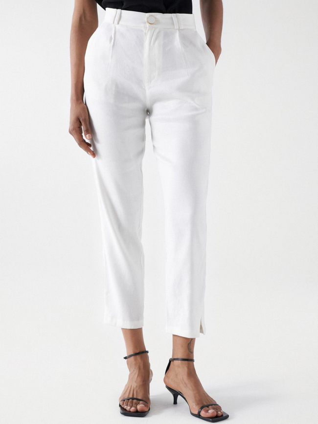 Pantalon fluide en lin blanc femme - Salsa