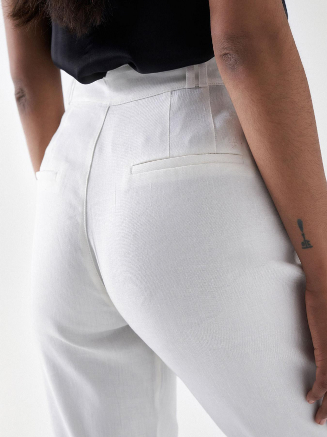 Pantalon fluide en lin blanc femme - Salsa