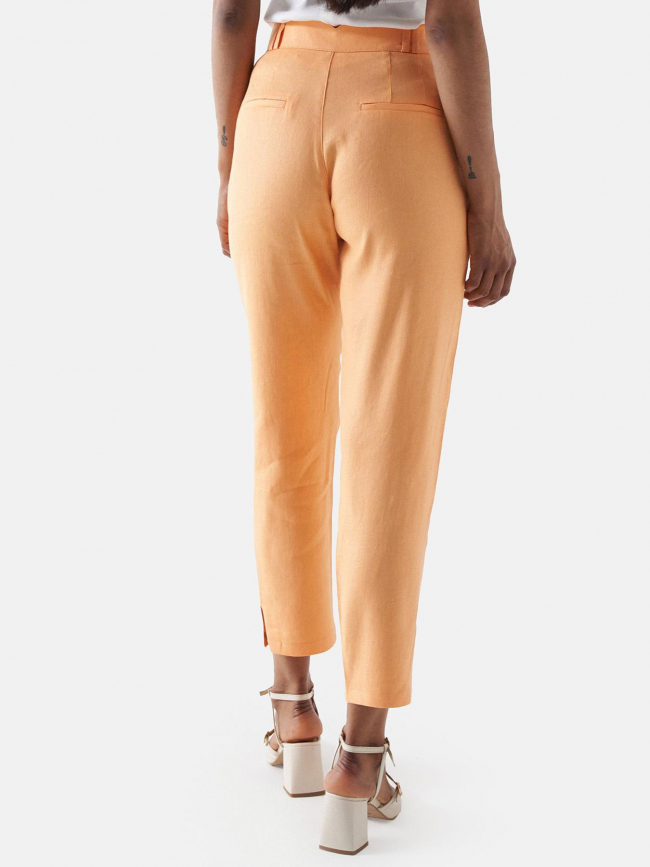 Pantalon fluide en lin orange femme - Salsa