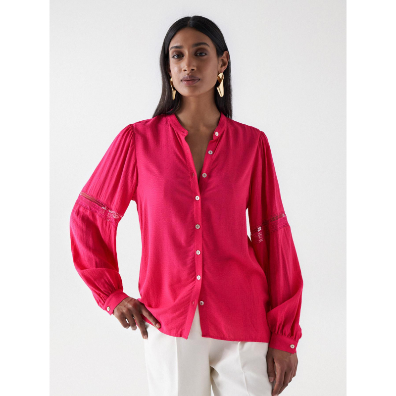 Blouse boutonnée lace-trime rose femme - Salsa